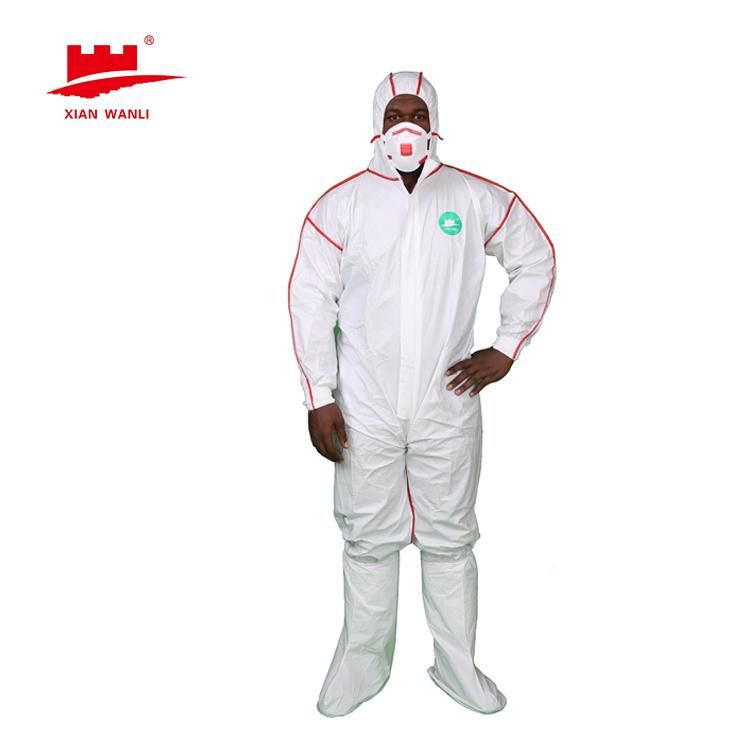 Anti-Splash Sterile Disposable Isolation Hazmat Safety Suit Protective Clothing Medical Coveralls with Shoe Cover