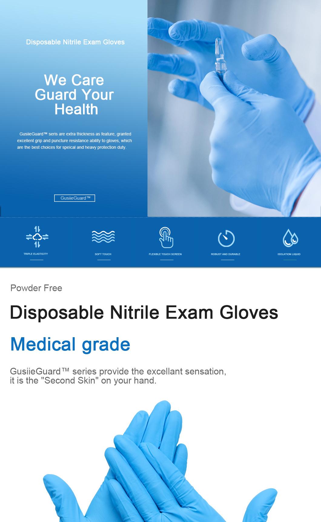 Gusiie Multifunctions Medical Examination Blue Nitrile Gloves