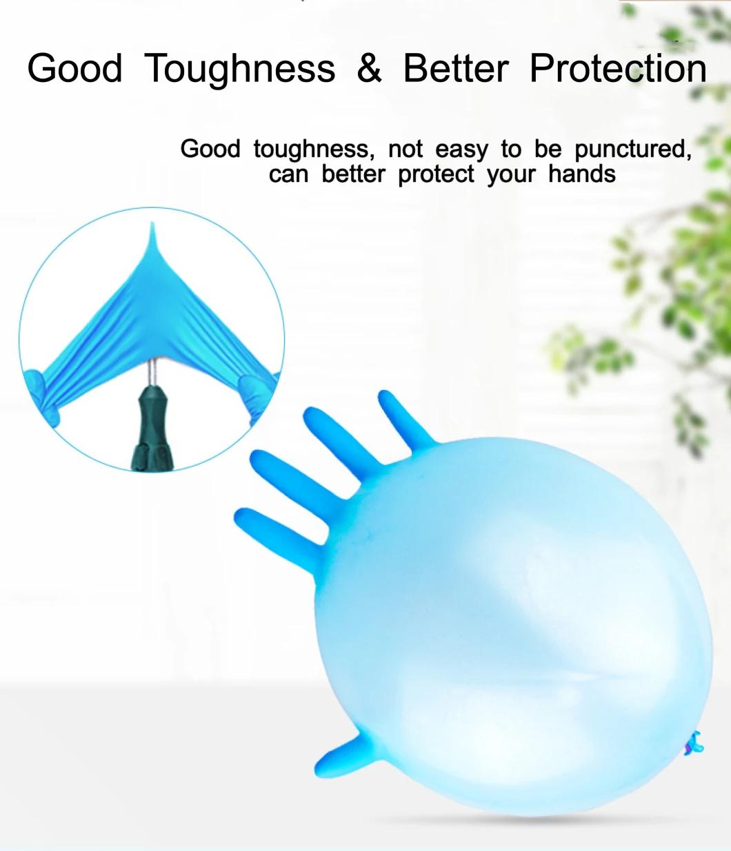 FDA CE Food Grade Powder Free Multicolor Disposable Nitrile Examination Gloves