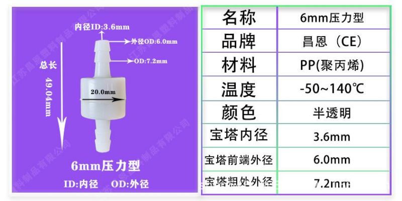 High Temperature Resistance, Corrosion Resistance, PP Plastic Check Valve, Check Valve, Anti-Ozone Water Stop Valve, Oil-Resistant Check Valve