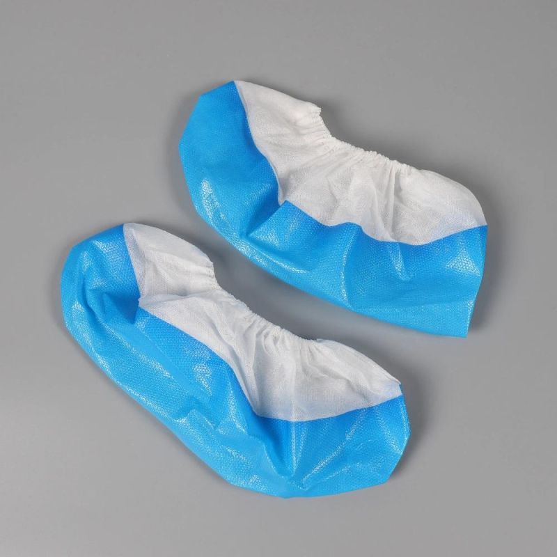 Environmentally Friendly Disposable Dispenser Non Woven PP+CPE Coated Anti-Slip Shoecover