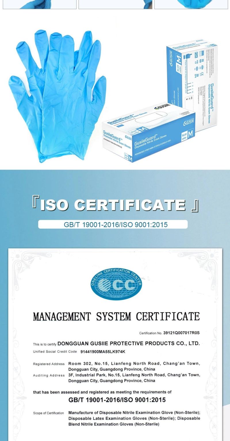 with CE ISO Disposable Nitrile Examination Gloves,