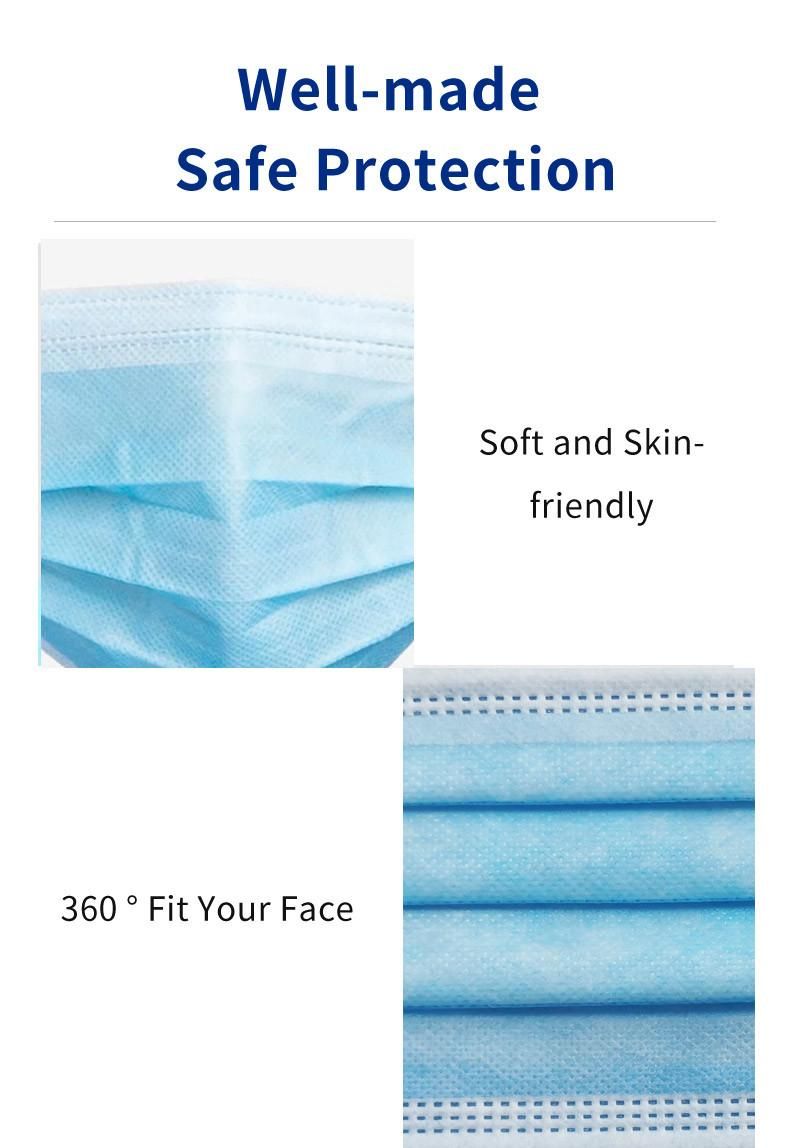 Melt-Blown Fabric Protective Disposable Face Mask Disposable Non Woven 3 Ply Face Mask Pollution Mask