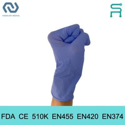 Powder Free En 455 En420 510K Disposable Nitrile Examination Gloves