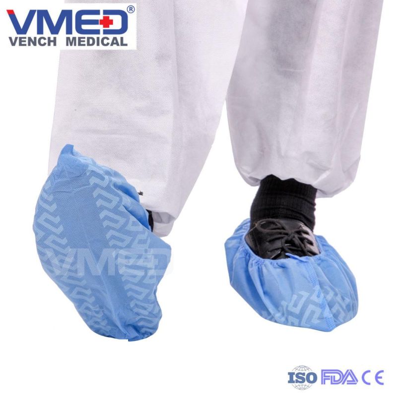 Blue Color Waterproof Non-Woven Disposable Medical Shoe Cover