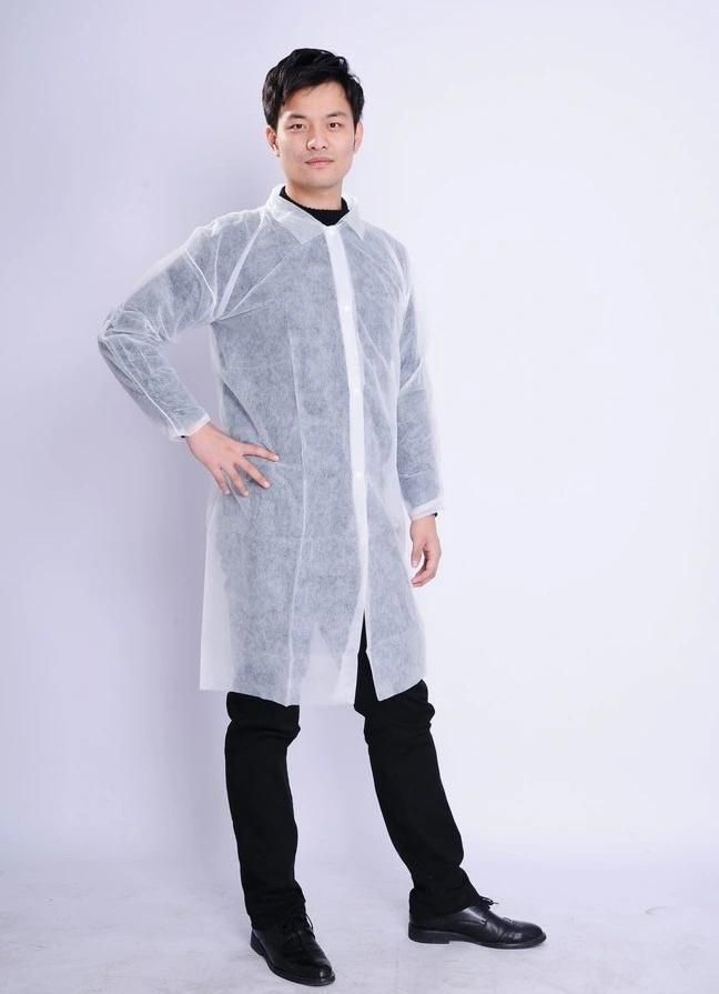 White Single Use Disposable Non Woven Lab Coats/Jackets