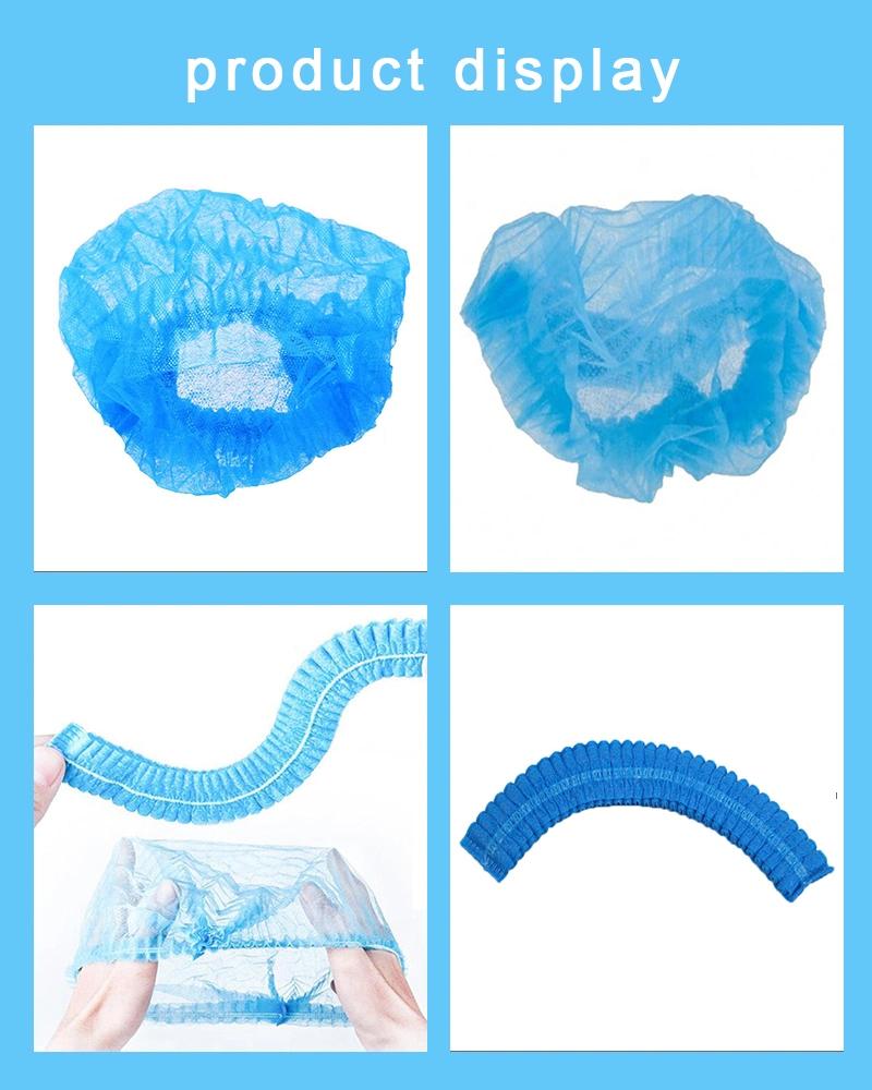 Disposable Headgear Non-Woven Fabric Hat Hygienic Cleaning Dust-Proof Cap Dust-Free Workshop Anti-Falling Hair-Shaped Cap Blue