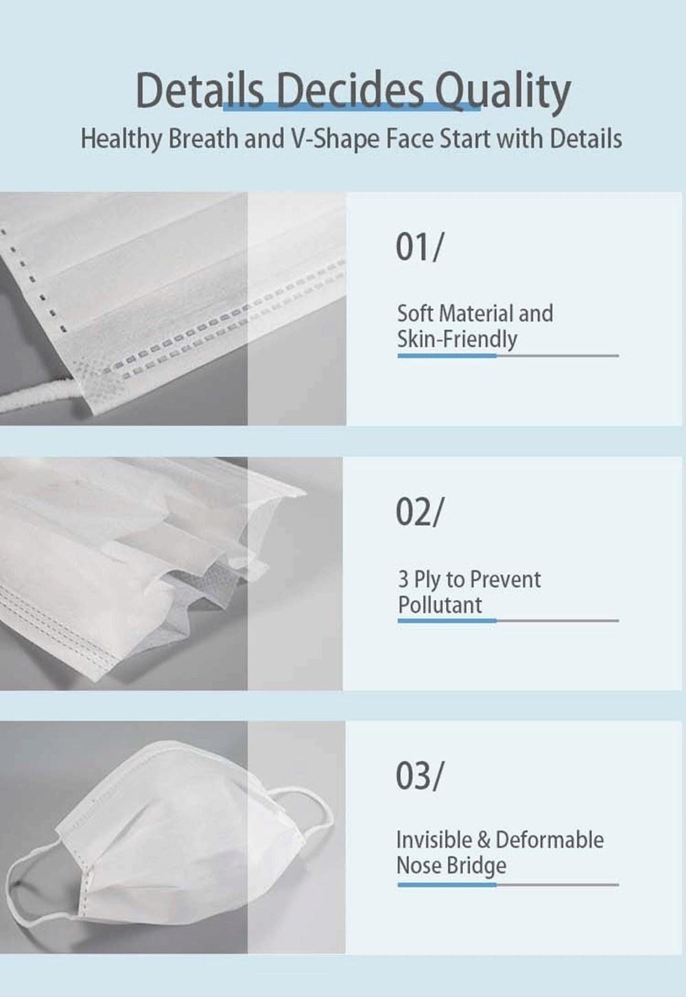 Wholesale CE Type IIR Hypoallergenic Breathable Respirators Protective Safety 3 Layers Disposable Surgical Medial Face Mask