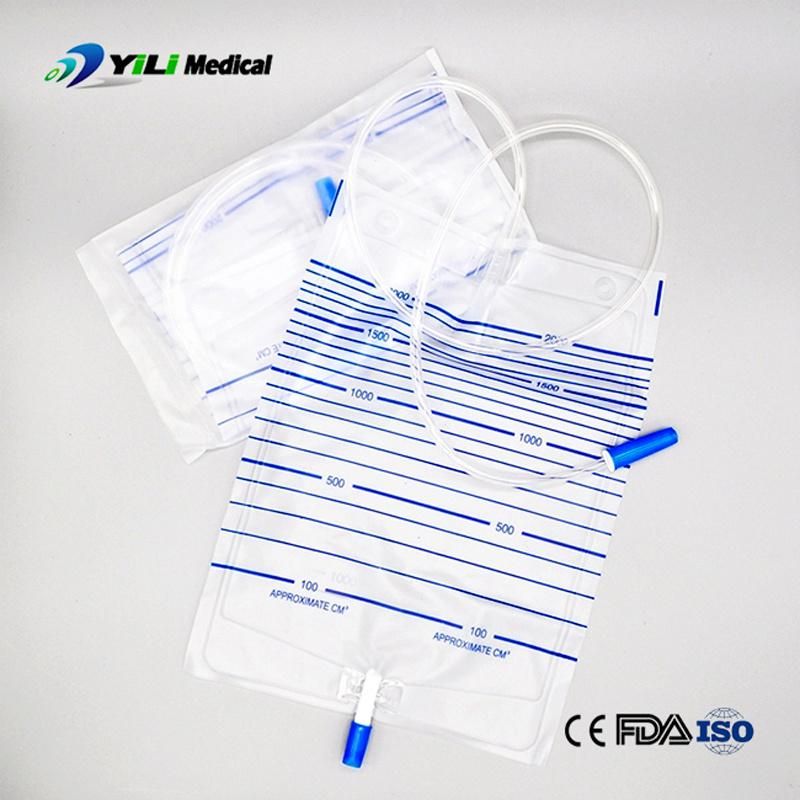 Urine Collection Drainage Bag 2000ml Catheter Bag with Push-Pull Valve