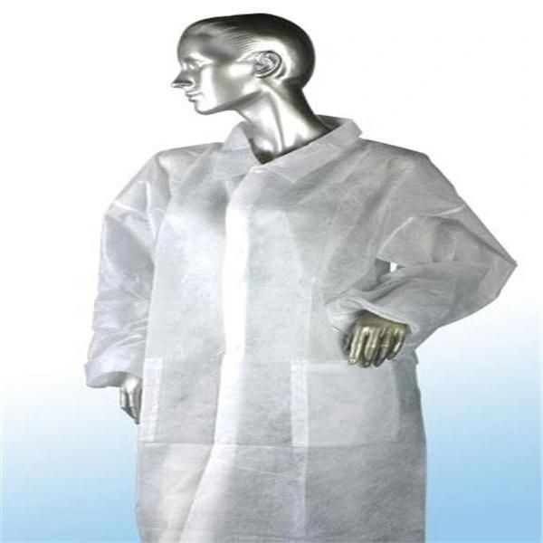 White Single Use Disposable Non Woven Lab Coats/Jackets