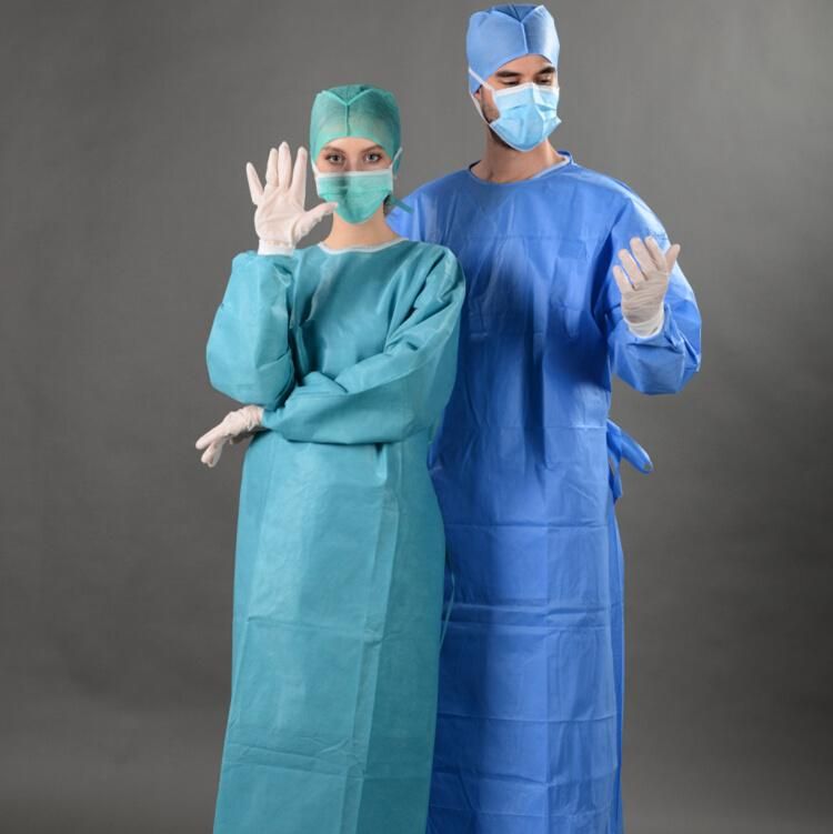 Wholesale Disposable Waterproof Blue Hospital Surgeon Long Sleeve Surgical Sterile Doctor Gowns