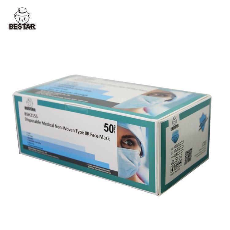 Nonwoven Disposable ASTM F2100 Level 1 Bfe99% Fluid Resistant Surgical Medical Procedural Face Mask with Earloop China White List Supplier