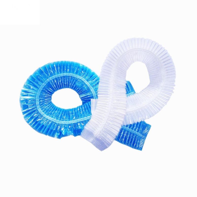 100 PCS Disposable Plastic Elastic Bath Cap Disposable PE Shower Cap Disposable Strip Waterproof Hair Cap