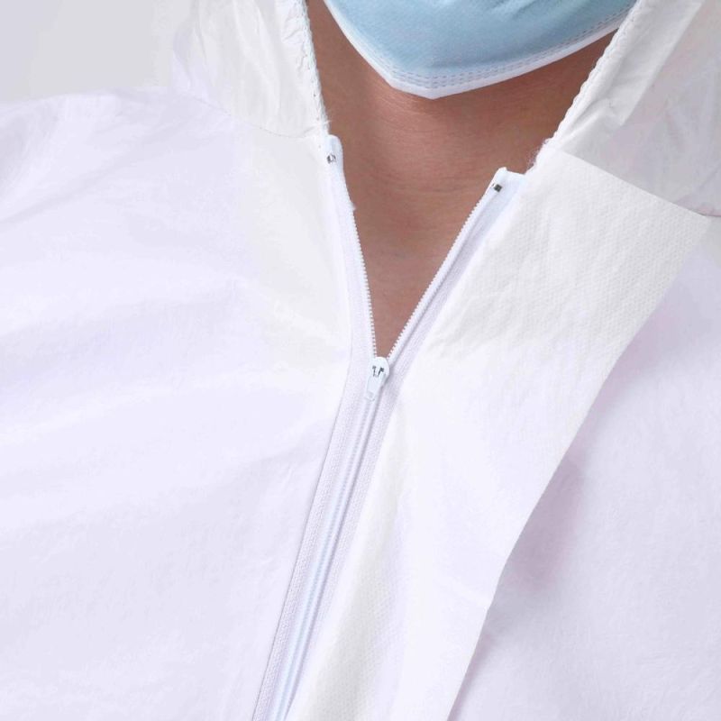 White Non-Woven Protective Coveralls Garments for Clean Room Anti-Static Anti-Dust Professional Hooded Dust Clothes