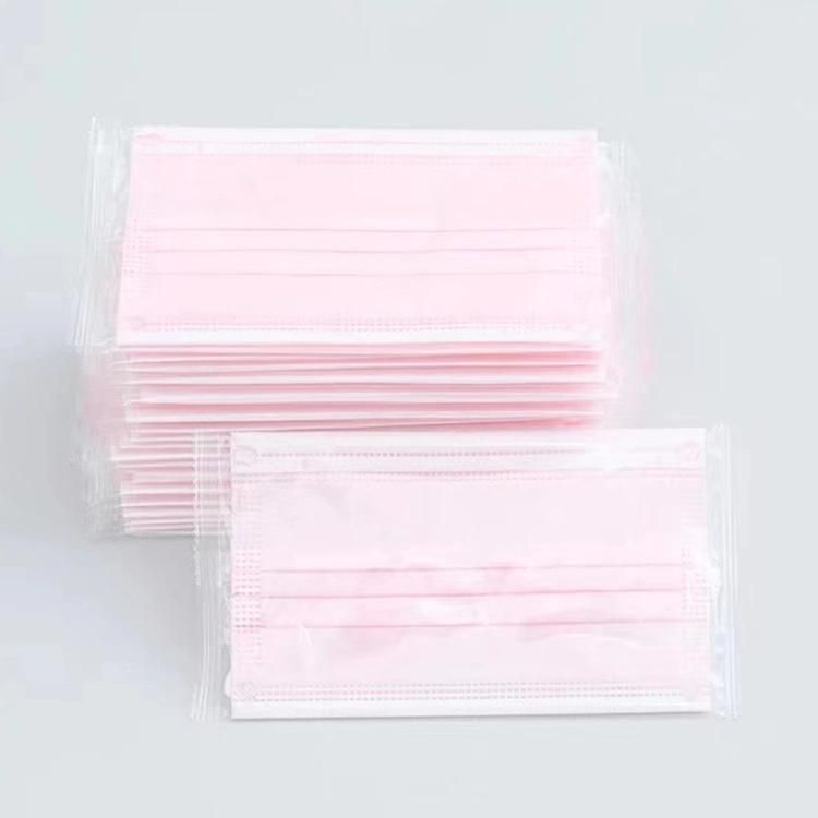 Individual Package Black White Pink Color Wholesale 3ply Mask 3 Ply Disposable Face Mask