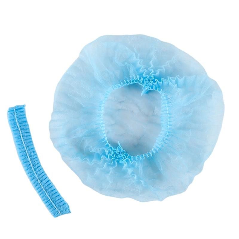 Hot Selling Disposable Non Woven Clip Cap Bouffant Cap Blue Clip Cap 21inch