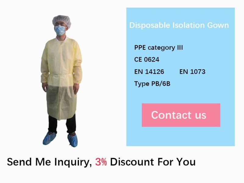 Guardwear OEM Cheap Clean Room Medical Gown for Hospital Disposable Theatre Gowns Yellow Non Woven Surgical Isolation Gown