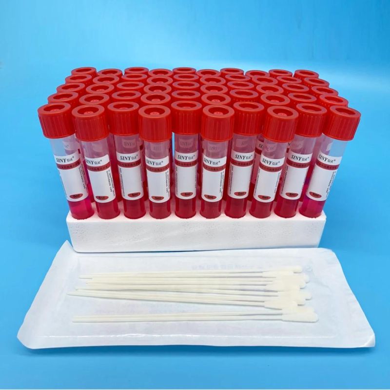 Disposable Vtm Sampling 5/7/10ml Specimen Tube Kit Medical Virus Test Vtm Transport Tube Kit with Flocked Nylon Nasal /Oral Throat Swab with CE