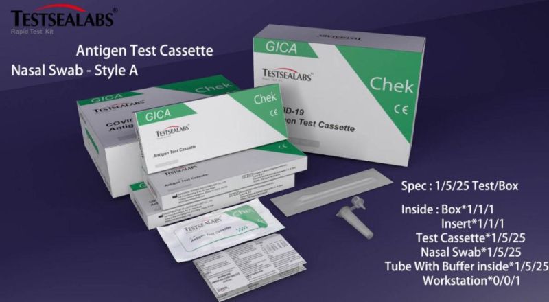 Nasal Swab Medical Rapid Test for Antigen Diagnostic Test Kits for 19 with CE Certificate 5PCS/Box