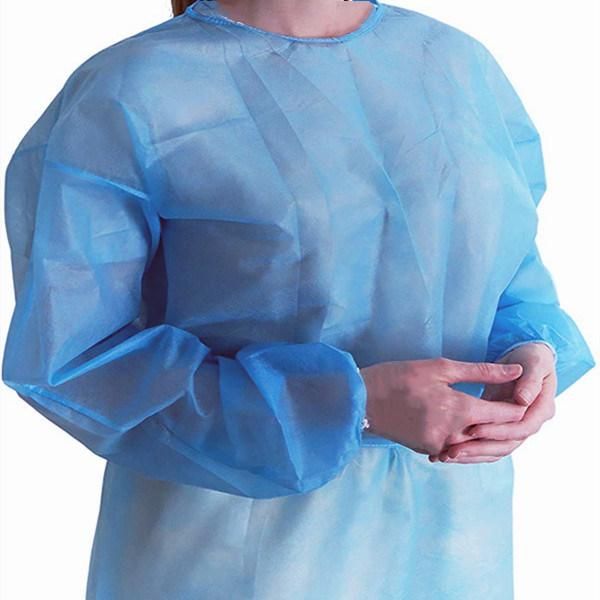 Non Woven Isolation Disposable Gown with Collar, Elasticated Wrists