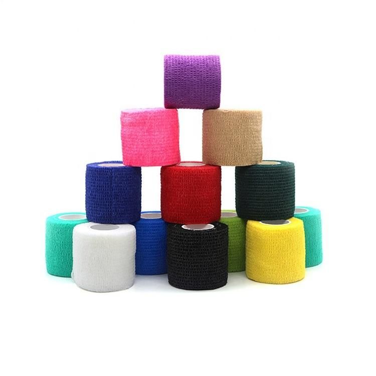 No Sticky to Hair Breathable and Water Resistant High Elastic Nonwoven Cohesive Bandage Vet Wrap Elastic Cohesive Bandage