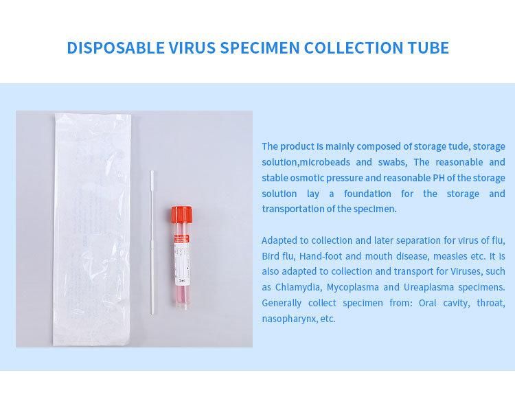 Disposable Medium Sterile Sample Collection Vtm Sampling Tube Kits