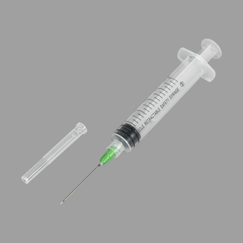 CE and ISO13485 and FDA Approved Disposable Manual Retractable Safety Syringe Luer Lock Needle Retractable Safety Syringe Source Supply