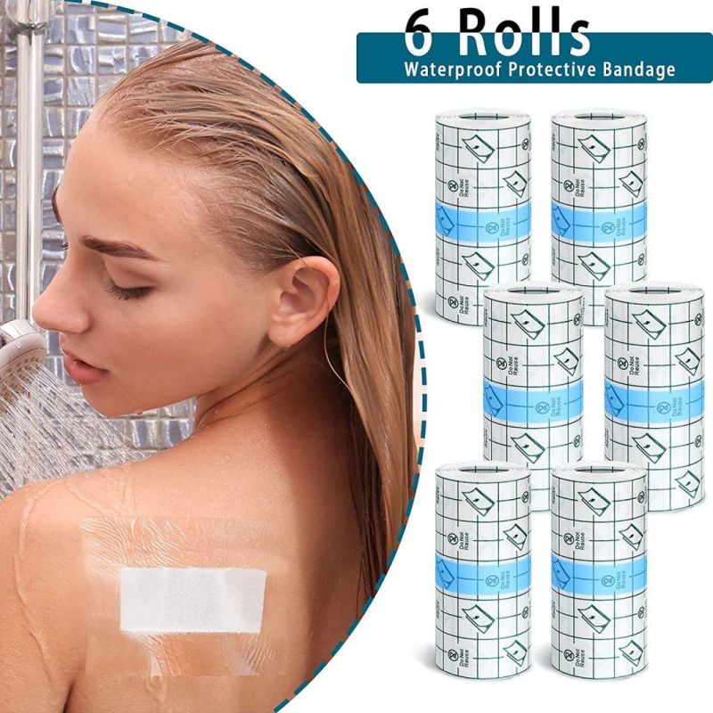 50 Pieces Transparent Stretch Adhesive Bandage Waterproof Transparent Film Dressing Bandages 4 X 4.75 Inches Clear Adhesive