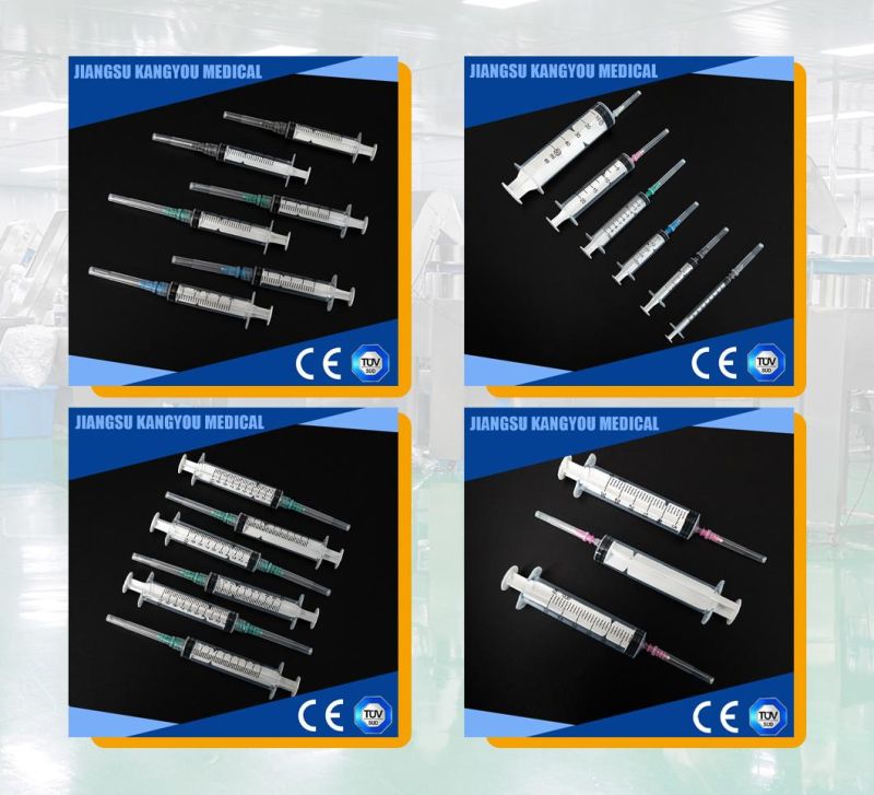 China Wholesale Medical Instrument Sterile Hypodermic 3-Part Syringes with Needles Luer Slip and Luer Lock