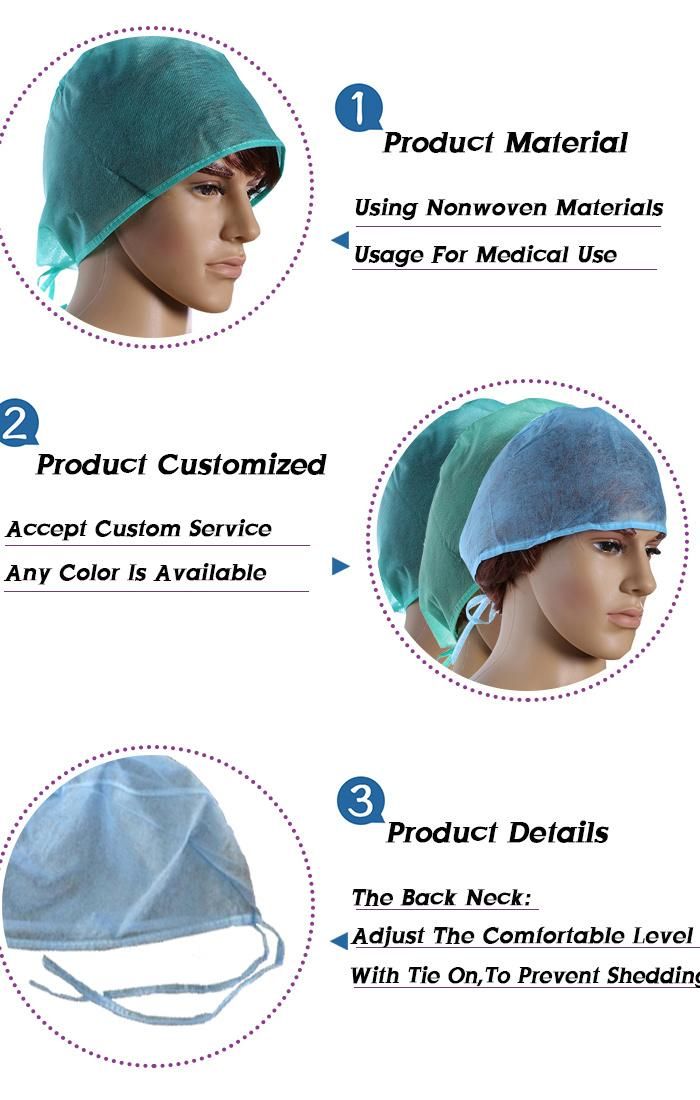 ISO13485 Certified Hygienic Protection Blue Safety Surgical Disposable Hospital Surgical SBPP Polypropylene Factory Surgeon Non-Woven Cap