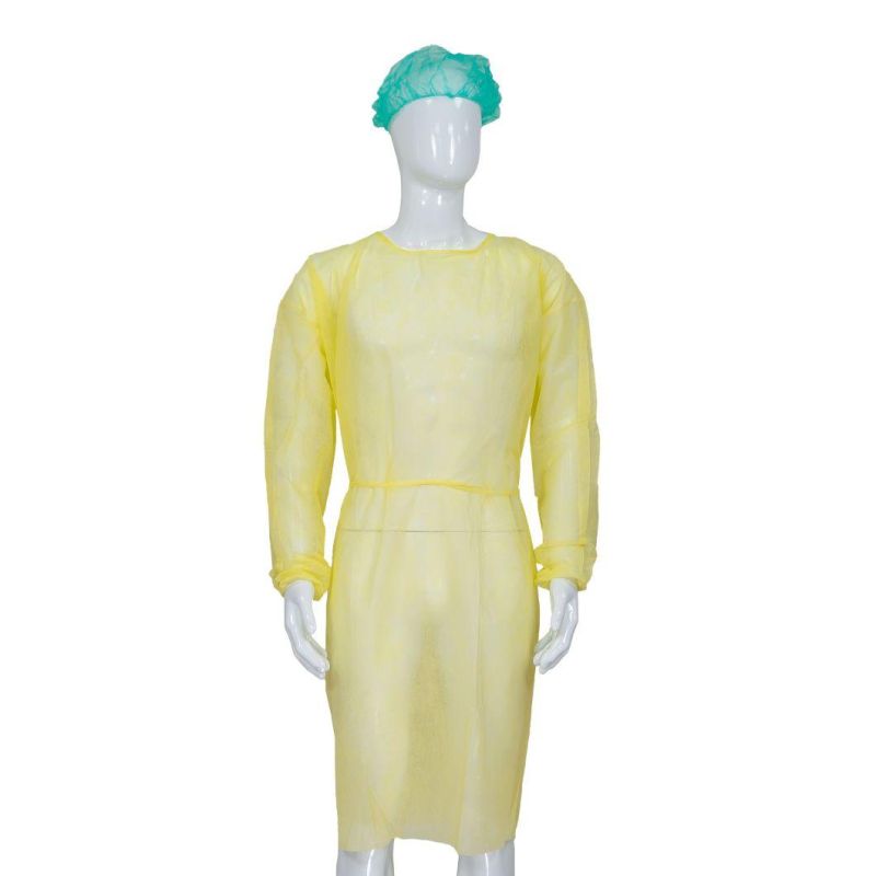 Disposable Use Water Resistance Non-Woven Isolation Gown with Elastic Wrist Medical Use PP Isolation Gown