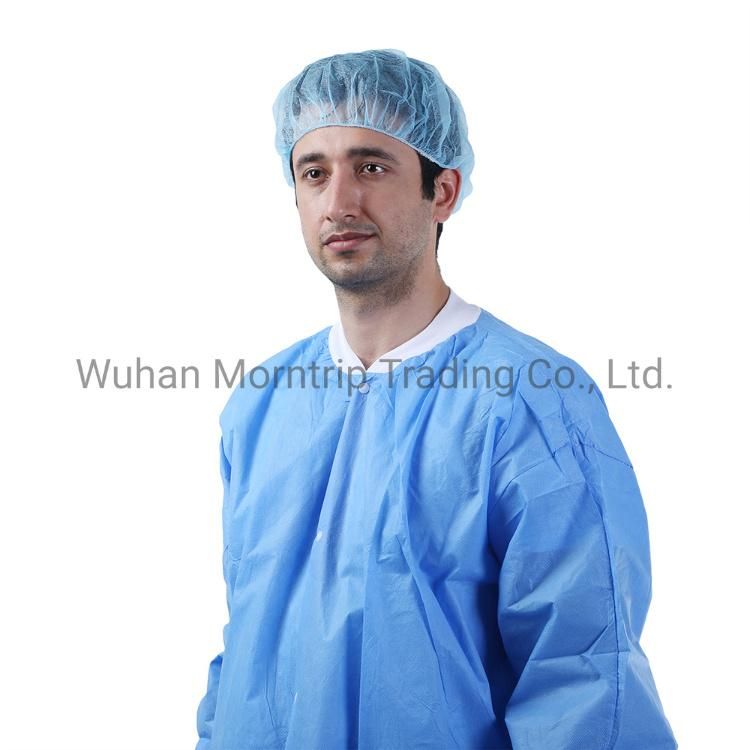 Blue Hospital Waterproof Barrier Disposable Lab Coat with Snap Closure