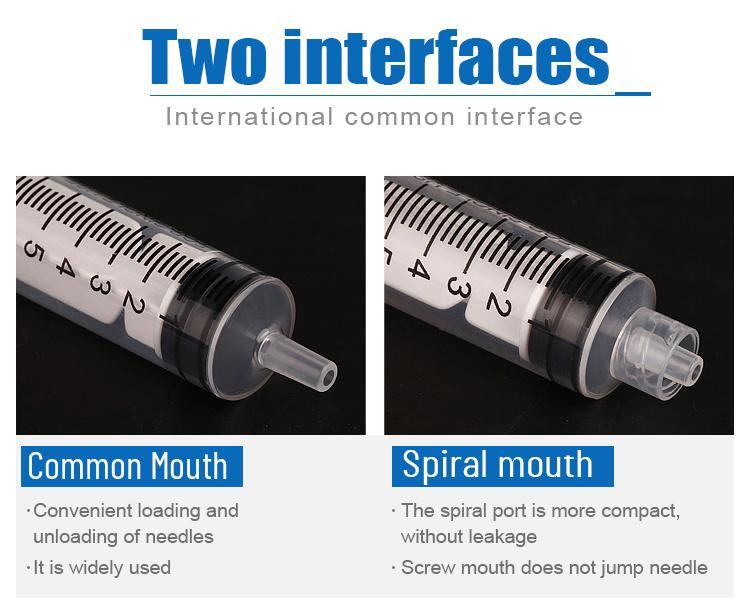 OEM 1ml 2ml 3ml 5ml 10ml 20ml 50ml 60ml Syringe Plastic Disposable Gyringe