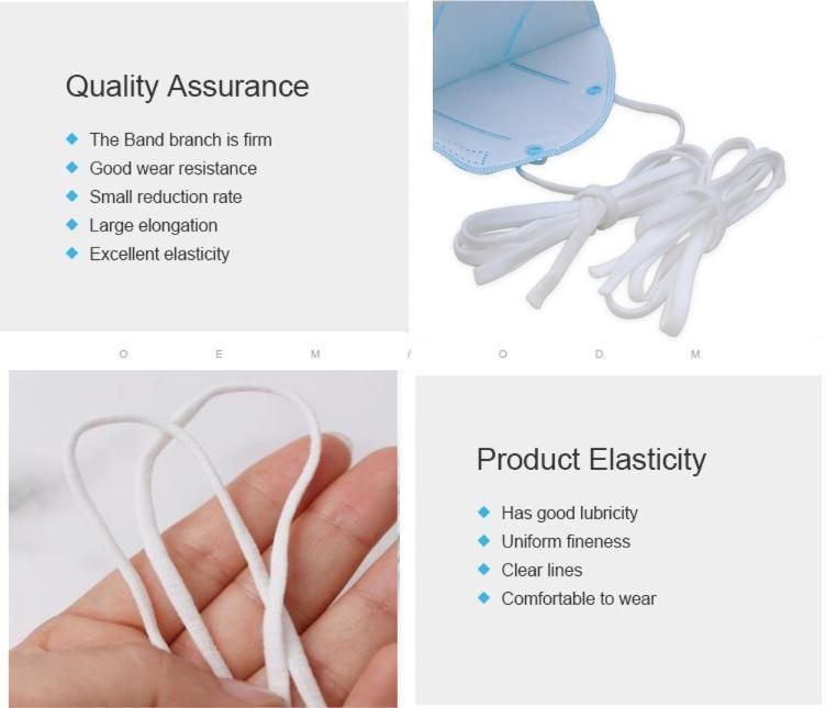 Best Quality Colorful Round and Flat Nonwoven Fabric Earloop Elastic Nylon Polyester Earloop