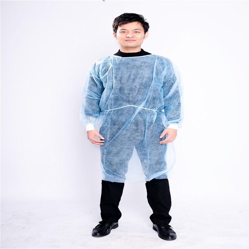 Yellow PP Non Woven Isolation Gown with Elastic Wrist Bands