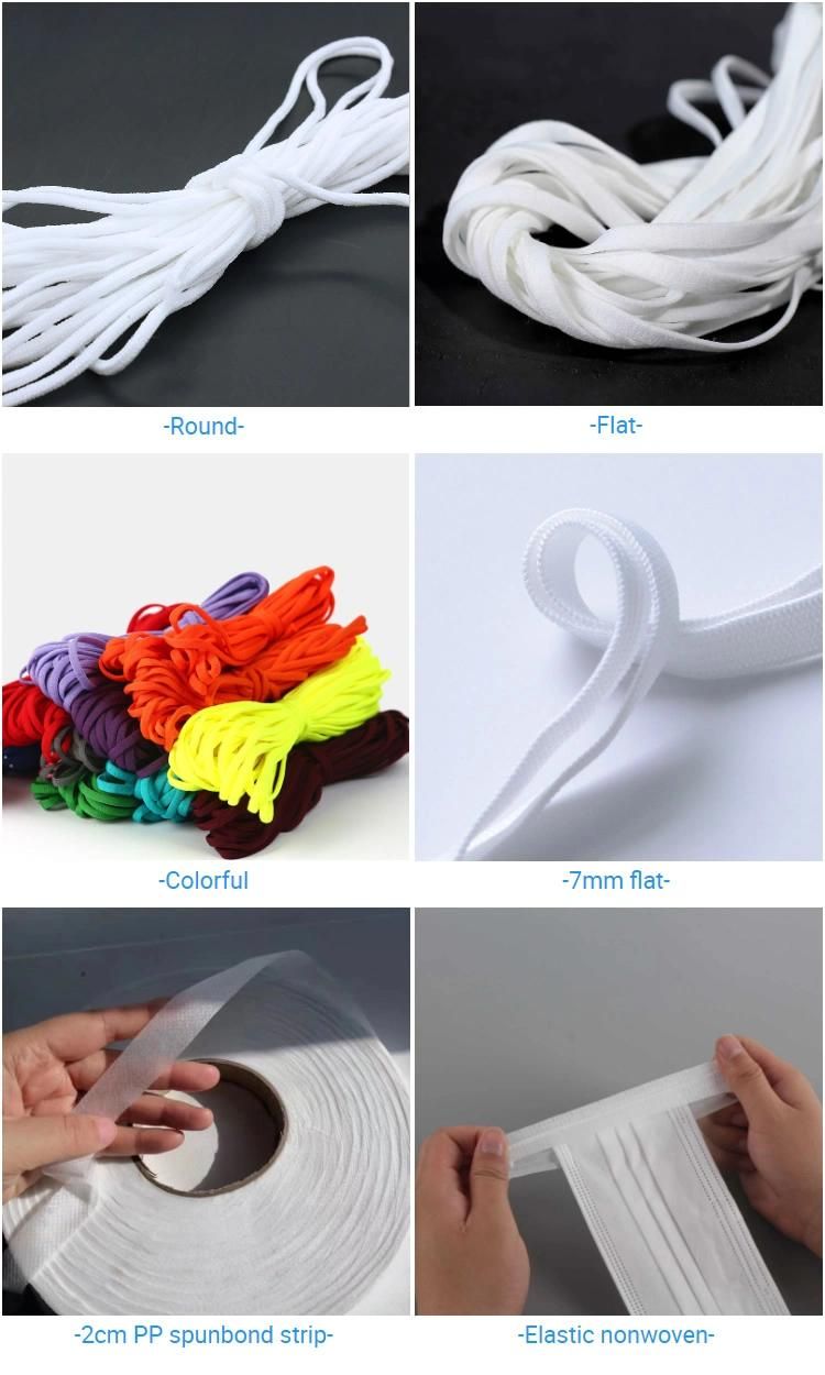 Factory Supply 2.5mm 3mm 5mm 7mm Elastic Earloop White Black Colorful Earloop for Face Mask