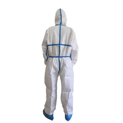 Hospital Supplies Disposable Protective Hooded Coverall with Heated Taping Seam