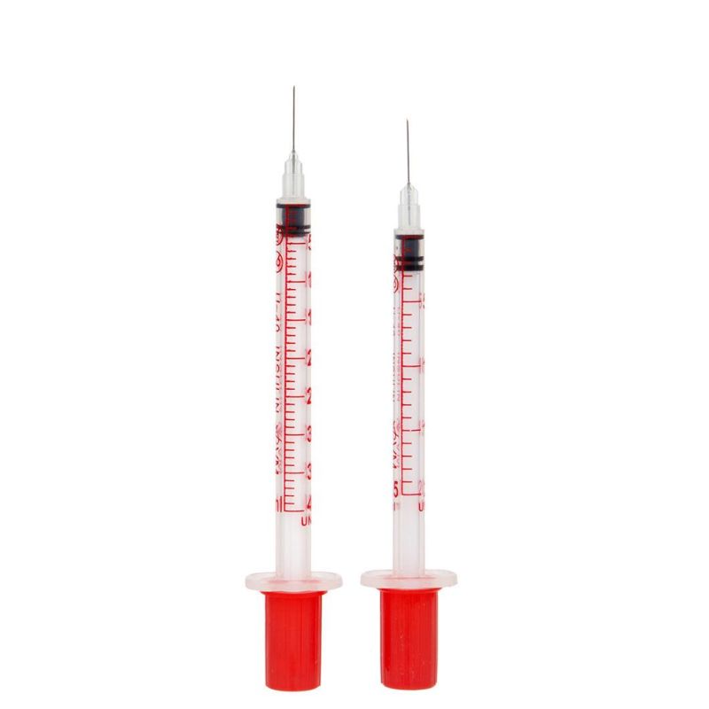 CE Medical Disposable Sterile Injection 0.3ml/0.5ml/1ml Safety Insulin Syringe with/Without Needles