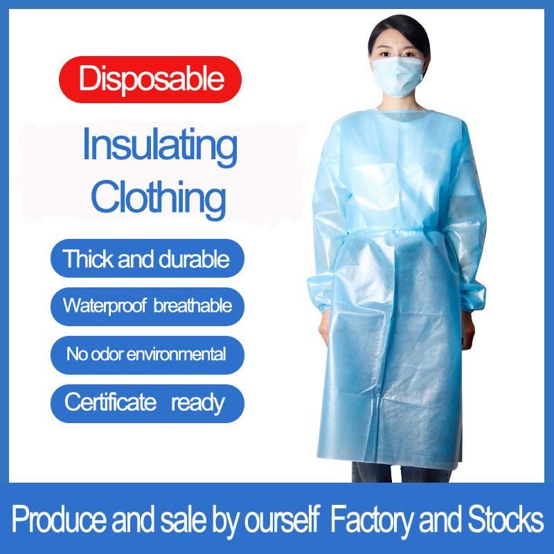 Disposable Non-Woven Elastic Cuff PP 25GSM Isolation Gown Protective Clothing