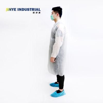 Disposable Non Woven Coat Elastic Wrists No Pockets Unisex Non-Sterile Clothing Laboratory Uniform