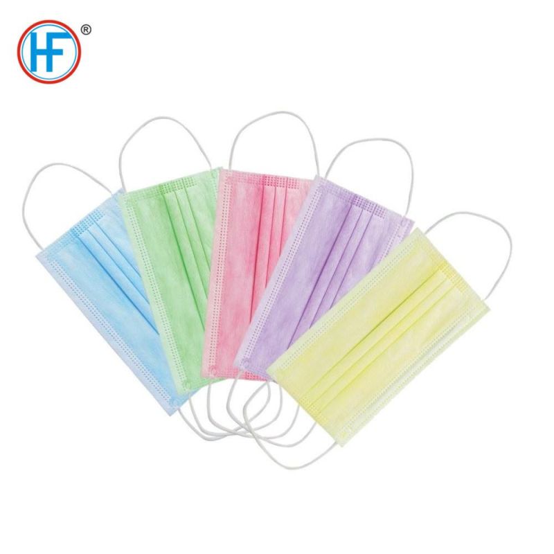 Mdr CE Approved Triple-Layer Filtration Disposable Masks Ear Loops & Tie on with Nose Clip Face Mask