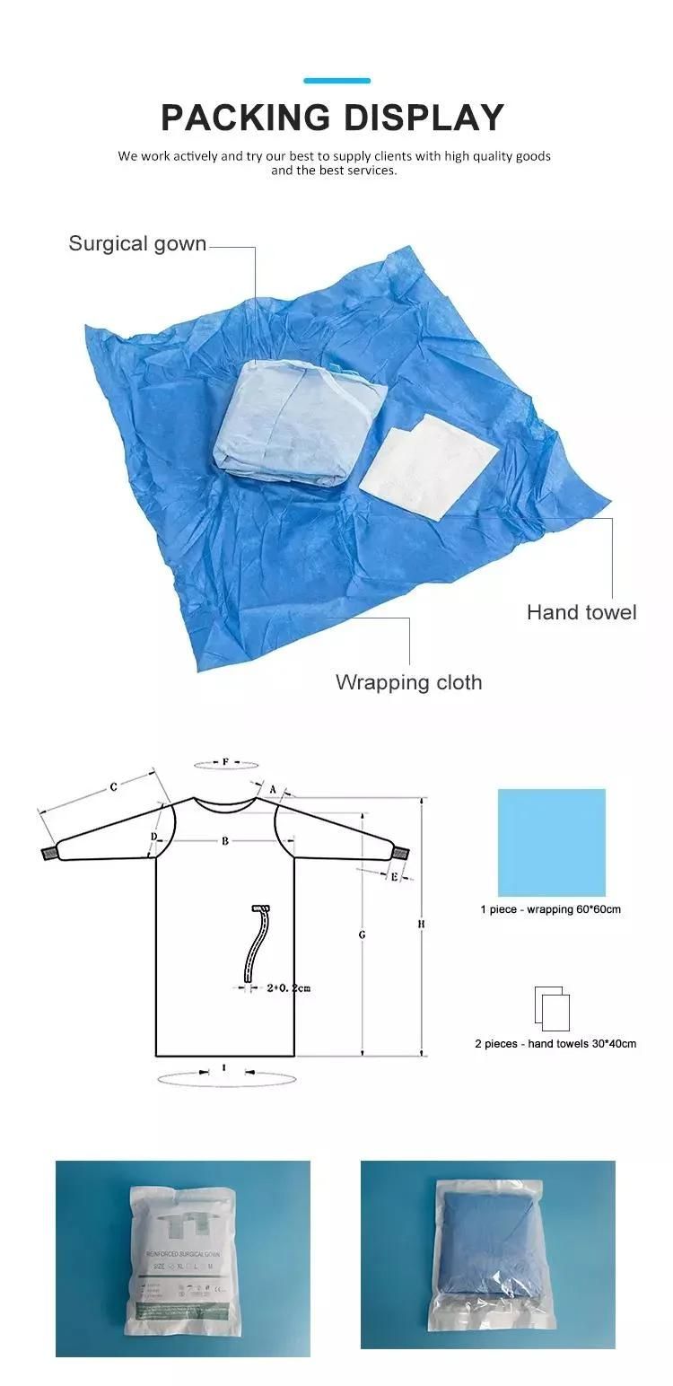 Topmed SMS Nonwoven Sterile Disposable Surgeon Gown for Operating Room with CE&ISO13485