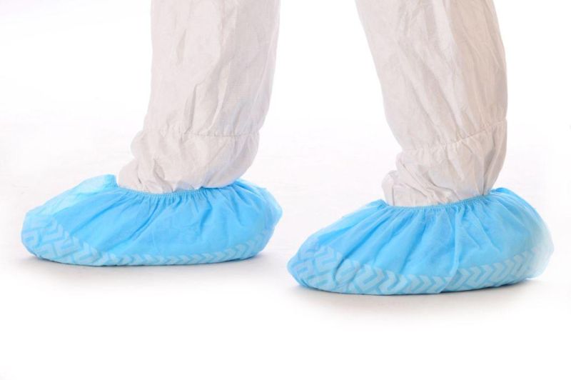 Disposable Medical Use Non-Woven Shoe Cover with Striped Sole for Medical Environment