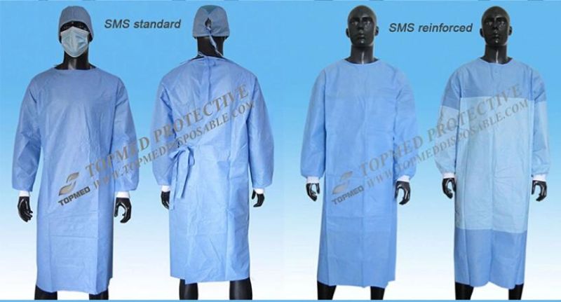 Medical Knitted Cuff Eo-Sterilized SBPP/PE/PP+PE/SMS Isolation Gown Surgical Gown Cheap Price