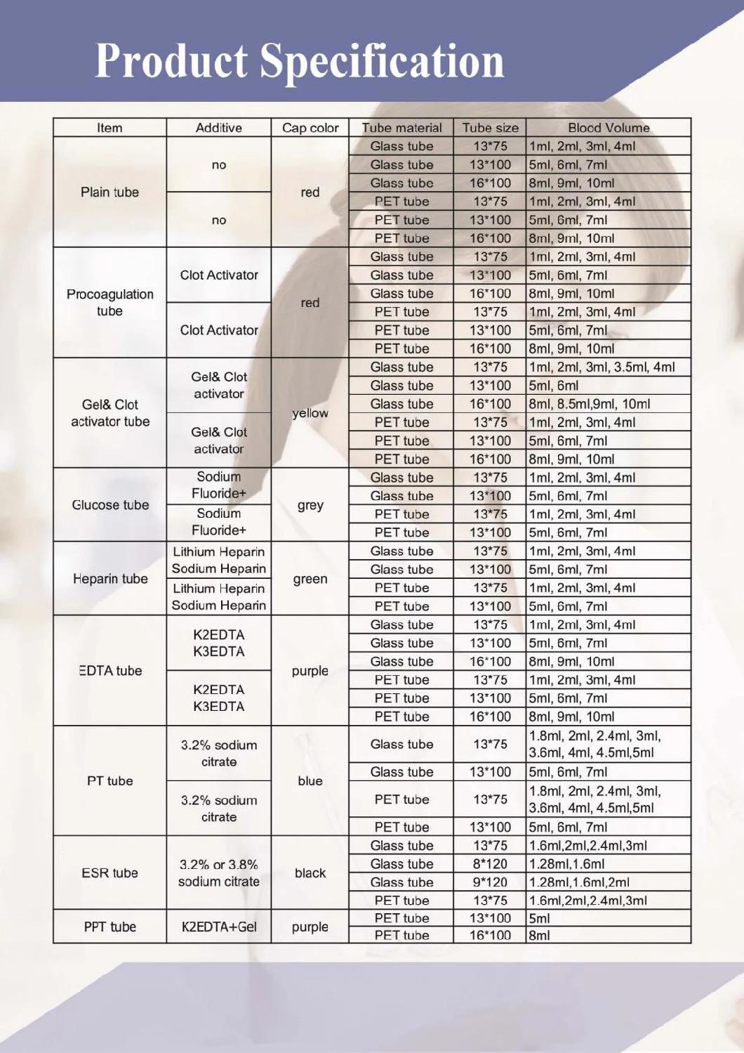 High Quality EDTA K2 K3 Vacuum Blood Collection Tube Pet Plastic EDTA Tube for Laboratory