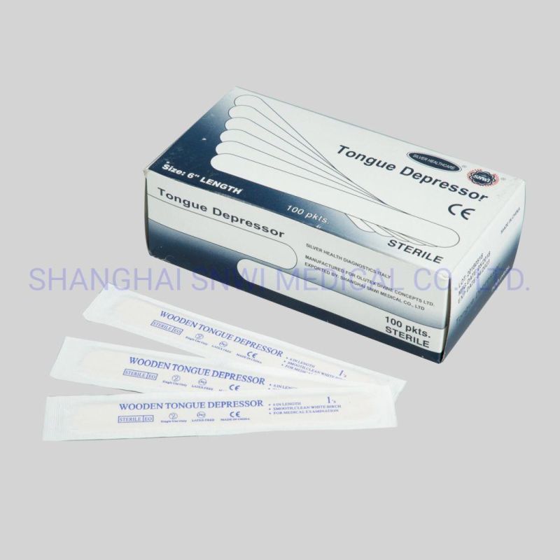 Disposable Medical Wooden Tongue Depressor, Sterile or Non-Sterile