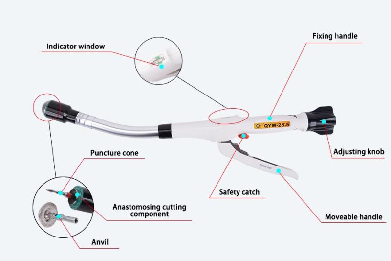 Anastomosis Medical Device Titanium Nails Disposable Curved Intraluminal Stapler for End-End or End-Side Surgery