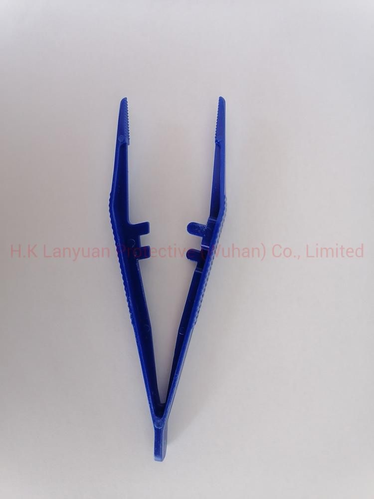 Disposable Medical Tweezers Blue Plastic