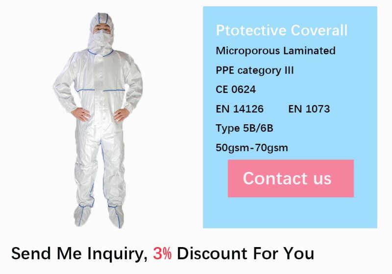 Free Sample Fast Delivery in Stock Sf/PP+PE Disposable Protective Coverall Microporous Laminated Breathable Fabric