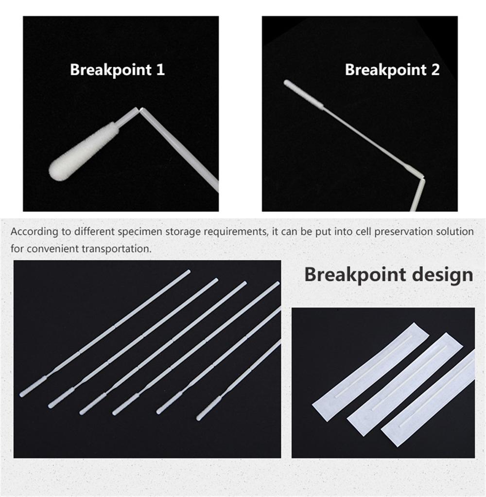 Sterile Nasopharyngeal Swab, Nasal Swabs for Sampling Flocked Swab, 80 mm Break Point, Nylon Flocking Tip Consumable